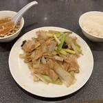 中国料理 十八番 - ネギと豚肉の炒め、小ライス