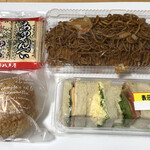 パンケーキ工房クロワッサン - 料理写真:あめせんべい 97円　どっさり焼きそばパン270円　冷凍NICOシュー 302円　贅沢5種のミックスサンドイッチ250円