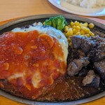 ジョイフル - 料理写真:チーズハンバーグ＆プライムサイコロステーキ