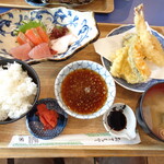 海鮮丼・天ぷら 博多喜水丸 - 「選べる刺身定食+天ぷら」（1,199円）