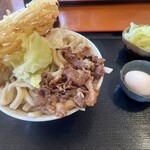 Senshuu - 肉天普通+キャベツ+生卵(無料サービス)