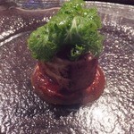 エノテカ・ラ・リコルマ - スモークした天然めじまぐろのコトレッタ