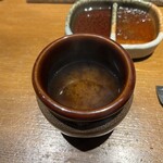 創作鉄板 粉者東京 - 赤出汁のお味噌汁で落ち着く〜
