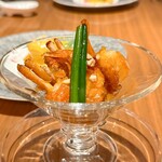 中国料理 「王朝」 - 殻付き海老と渡り蟹の四川甘辛ソース炒め