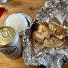 ブエノチキン - 料理写真:カットブエノチキン半羽、ライス大、オリオンビール