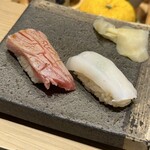 鮨 せいざん - 炙りトロとイカ