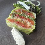 237924555 - 信州サーモンと生ハム　春野菜のソプレッサータ