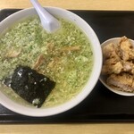 ラーメン ミンミン - 塩ラーメン薬味多めと半パーコー別盛り