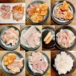 Yakimaru - 鳥･豚10種食べ放題　1100円
                        ※肉はシェア