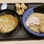 白楽栗山製麺 - 特製つけめん(1,200円)　唐揚げ(340円)