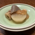 Daifuku Washokudokoro - お通し: 津軽味噌(しょうがが入ってます)のおでん