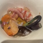 銀座 しのはら - 酢の物　赤貝　鳥貝　車海老　わらび