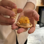 銀座 しのはら - 最中:フォアグラ•あんぽ柿•ウィスキーゼリー