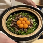 銀座 しのはら - 食事:スッポンと卵黄と芹の炊き込みご飯