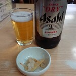 ときわ食堂 - ビール大 600円と無料サービスのお通し