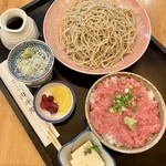 Soba Yuu Zen Hana Kisshin - ネギトロ丼せいろセット1100円を蕎麦大盛＋300円