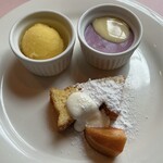 Ange - デザート カシスムース、マンゴーシャーベット、パウンドケーキ