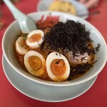 山岡家 - ウルトラ激辛ラーメン+バラ海苔+味玉(クーポン)