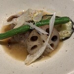 Nikukappou Kanjinya - 海老の肉巻きとお野菜の炊合せ