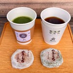 Kouyama Yuusui Coffee Sen - グリーンティー hot・神山湧水珈琲 hot・やきもち