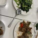 味坊 - 青菜炒め・馬肉の醤油うま煮