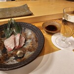 Sushi Akasaka - シマアジ＋日本酒