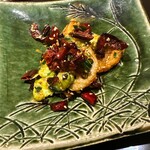 眞善美 - 長崎　河豚　里芋　蓮根　そら豆　四川唐辛子炒め