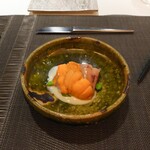 Restaurant L'Equateur - 子持ちヤリイカウニと併せて白味噌とフォアグラ