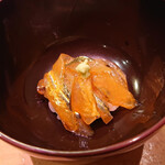 鮨 まつ本 - アテ　淡路島のサヨリの卵かけご飯　　漬けのサヨリを玉子掛けご飯で頂きます　　うめーよ！（泣）