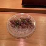 Sushi Matsumoto - アテ　ホタルイカ　ホタルイカの肝の甘さがよくわかる塩風味　食欲が湧いてきます