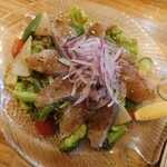 ボッチーノ - カンパチのカルパッチョを空撮(*´・ω-)b