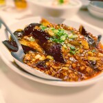 謝甜記 - 麻婆茄子は辛さ控えめで、お粥によく合い、お粥とのコントラストが絶妙だった。