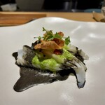 サンプリシテ - 針烏賊と独活(ウド)のイカ墨ソース和え