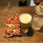 麹町いづみや しろ - あがりビール、あげ塩いかあられ