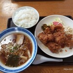 柳屋食堂 - 鳥天ぷら定食とミニラーメン