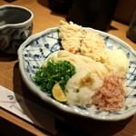 饂飩睛 - 鶏天と半熟玉天おろしぶっかけ + 出汁☆