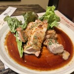 食べ酔う屋 菜 - 総州古白鶏モモのガーリックステーキ