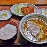 源氏庵 - 日替り700円（ラーメン＋ヒレかつ）