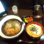 麺匠はな美 - 塩ラーメン原点麺半分＋ハーフ大山鶏の親子丼