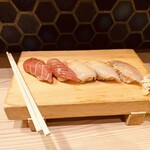 Sugoi Niboshi Ra-Men No Ge Sushi Tsuri Kin - すごい煮干しラーメン 赤酢握り５貫セット（1,600円）