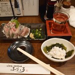 ふなっ子 - 鰯刺し　と　白子ポン酢　と亜麻猫