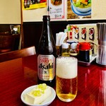 中華一番家 - 20240303ビール中瓶580円とお通し