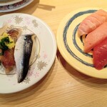 南房総 やまと寿司 - 青魚3貫　まぐろ3貫