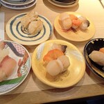 南房総 やまと寿司 - 鮮魚3貫　トロメカジキ　活貝3貫