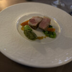 レストラン 北野クラブ - 神戸ポーク　蕗のとうとピスタチオのコンディマン？