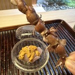 緒方 - 金目鯛　雲丹　蛍イカ炙り