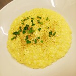 Parmesan cheese and egg yolk risotto