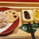 豆腐料理と吟醸せいろ蒸し 八かく庵 - 豆腐田楽と揚げ物