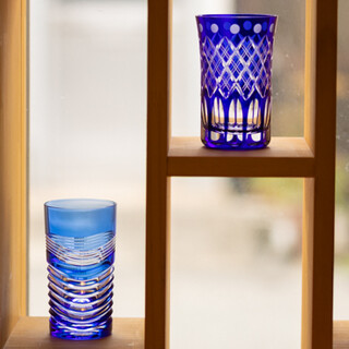 Enjoy the beauty of traditional crafts by looking at the uniquely designed Kiriko glass