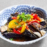 Fried eggplant with sweet and sour sauce